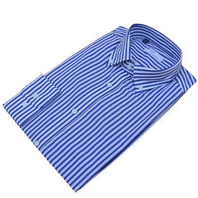 Camisa Riscas Azul e Branco